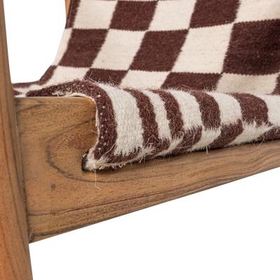 Zano fauteuil hout bruin met kelim zitting naturel