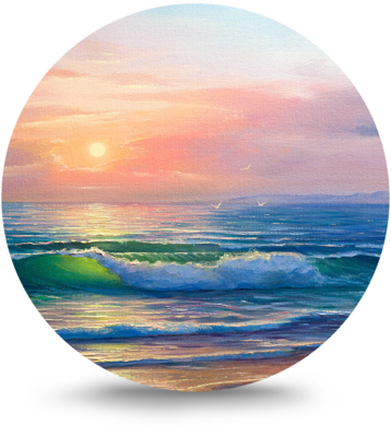 Rond schilderij aluminium Zee en branding