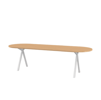 Studio HENK tafel Slim X-type Plat ovaal - wit frame, hardwax light 3041