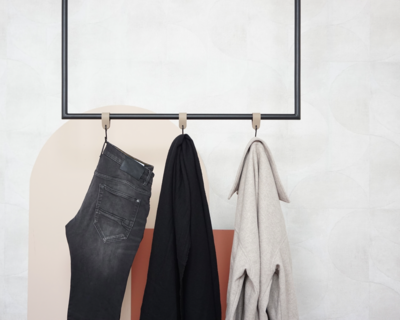 S-haakje Zwart + leren hanger - Maat S - set van 4
