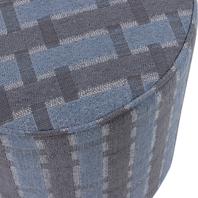 Sarli poef hoog ruit dessin chenille taupe/geel [fsc]