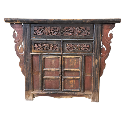 Wandtafel snijwerk naturel/f 3la 2deur uniek