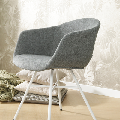 Eetkamerstoel Noa-Otis wit onderstel met armleuningen