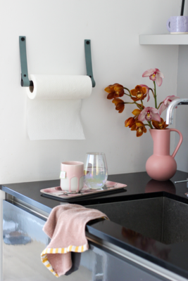 Leren keukenrolhouder (roldrager: rondhout)