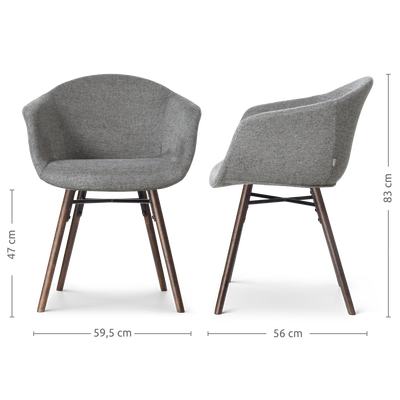 Eetkamerstoel Nena-Otis walnoot houten onderstel