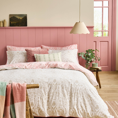 Dekbedovertrek Ashstead damask natural coral 