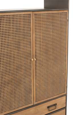 Wandkast metaal/hout Zwart/Naturel