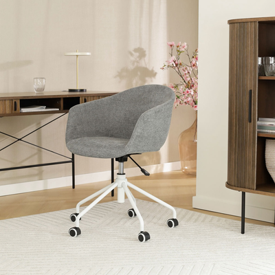 Nout-Otis bureaustoel wit onderstel - Gestoffeerde zitting met armleuningen