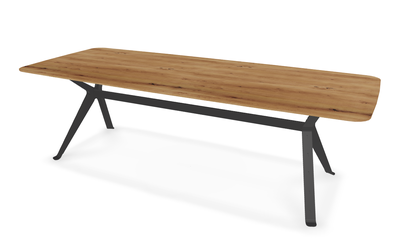 They &amp; Me eettafel Chat – bootsvorm – eiken rustiek lak – onderstel RAL9017 verkeerszwart