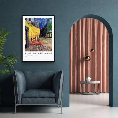 Walljar poster ingelijst - Vincent van Gogh - Caféterras Bij Nacht