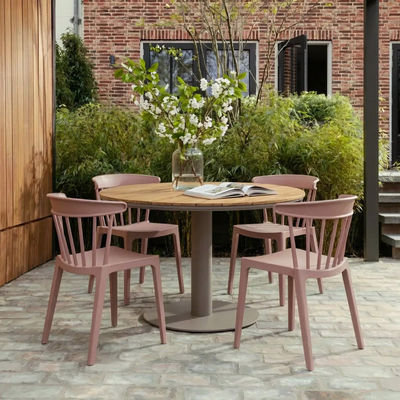 Vela tuintafel rond o122cm hout/aluminium naturel/zand [fsc]