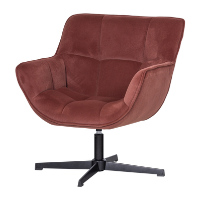 Wibo draaifauteuil mat velvet bruinrood [fsc]