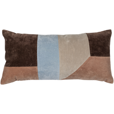 Laon kussens velvet naturel/blauw - set van 3