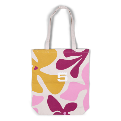 Canvas tas small - pink flowers