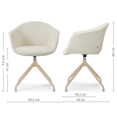 Draaibare eetkamerstoel Nola-Otis met armleuningen - beige onderstel