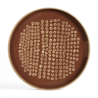 Second Nature glazen dienblad rond  - auburn