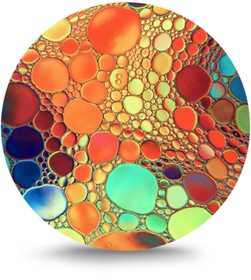 Rond schilderij Druppels in kleur