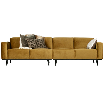 Statement 4-zits bank 280 cm chenille velvet perzikroze