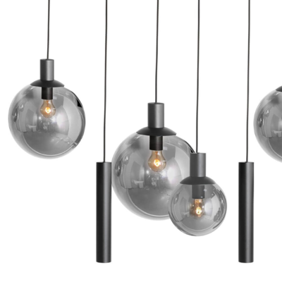 Hanglamp Gijs 9-Lichts - Zwart/Smoke