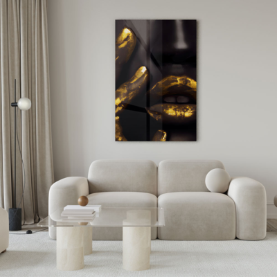 Walljar acrylglas schilderij - Golden Lips