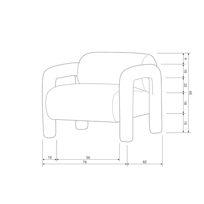 Lenny fauteuil met dessin grijsblauw