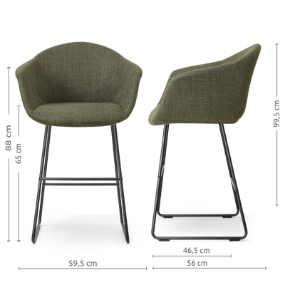 Barkruk Nino-Otis gestoffeerd met zwart onderstel (zithoogte 65 cm)