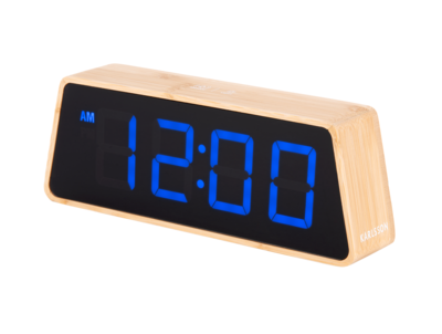 Wekker Changing Colour LED bruin bamboe